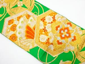 アンティーク　亀甲に蝶・菱華紋織り出し袋帯（材料）